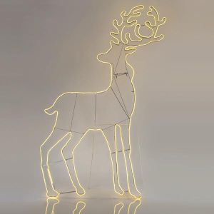 ПРОФЕСИОНАЛНА ГОЛЯМА СВЕТЕЩА ВЪНШНА ДЕКОРАЦИЯ, REINDEER, 12m NEON LED ROPE LIGHT, 2-WAY, WARM WHITE, 180x104cm, IP44