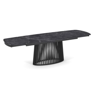 РАЗТЕГАТЕЛНА ТРАПЕЗНА МАСА MEMNON SM18098 КЕРАМИЧЕН ПЛОТ-МЕТАЛ ЧЕРЕН 180X90X76H