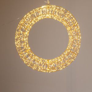 СВЕТЕЩ ВЕНЕЦ 50СМ, 900 МИНИ LED, 24V АДАПТЕР, ТАЙМЕР, БРОНЗОВА МЕДНА ЖИЦА, БРОНЗОВА МЕТАЛНА РАМКА, ТОПЛО БЯЛА LED СВЕТЛИНА, ЗАХОДЕН КАБЕЛ 5М, IP44