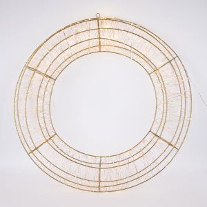 СВЕТЕЩ ВЕНЕЦ 80 СМ, 1680 LED, 31V АДАПТЕР, ТАЙМЕР, БРОНЗОВА МЕТАЛНА РАМКА, БРОНЗОВА МЕДНА ЖИЦА, ТОПЛО БЯЛА LED СВЕТЛИНА, ЗАХРАНВАЩА ЖИЦА 5 М, IP44