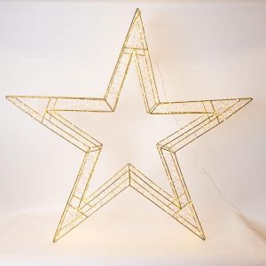 СВЕТЕЩА ЗВЕЗДА 110 СМ, 2640 LED, 31V АДАПТЕР, ТАЙМЕР, БРОНЗОВА МЕТАЛНА РАМКА, БРОНЗОВА МЕДНА ЖИЦА, ТОПЛО БЯЛ LED, ЗАХОДЕН ЖИЛ 5 М, IP44