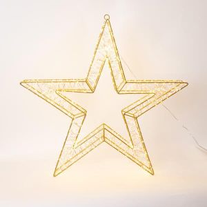 СВЕТЕЩА ЗВЕЗДА 70 СМ, 1680 LED, 31V АДАПТЕР, ТАЙМЕР, БРОНЗОВА МЕТАЛНА РАМКА, БРОНЗОВА МЕДНА ЖИЦА, ТОПЛО БЯЛ LED, ЗАХОДЕН ЖИЛ 5 М, IP44