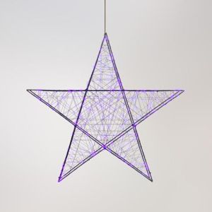 СВЕТЕЩА ЗВЕЗДА 78 СМ, 240 LED, 4,5V АДАПТЕР, ЧЕРНА МЕТАЛНА РАМКА, ТАЙМЕР, ЧЕРНА МЕДНА ЖИЦА, ЛИЛАВ LED, ЗАХРАНВАЩ ЖИЛ 5 М, IP44