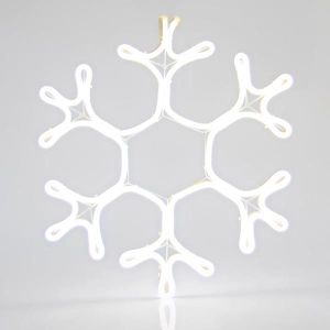 СНЕЖИНКА, 3М НЕОНОВА LED ВЪЖЕВА СВЕТЛИНА, ДВУПОСОЧНА, БЯЛА, 38X35 СМ, IP44