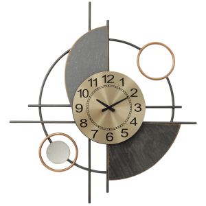 Стенен декор часовник Метал с абстрактни геометрични форми-сиво, тъмно сиво, златно HM7557