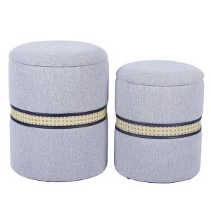 ТАБУРЕТКА ЗА СЪХРАНЕНИЕ ОТ ПЛАТ СИВО D36X44