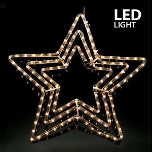 ТРОЙНА ЗВЕЗДА, 4.70М LED ВЪЖЕ, 2-ПОСОЧНА, С ПРОГРАМА, ТОПЛО БЯЛА СВЕТЛИНА, 60X60 СМ, IP44