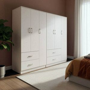 ГАРДЕРОБ LEGO С ШЕСТ ВРАТИ, БЯЛ, 180X42X180 СМ