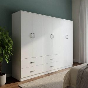 ГАРДЕРОБ LEGO С ШЕСТ ВРАТИ, БЯЛ, 200.5X42X180СМ