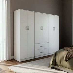 ГАРДЕРОБ LEGO С ШЕСТ ВРАТИ, БЯЛ, 200.5X42X180СМ