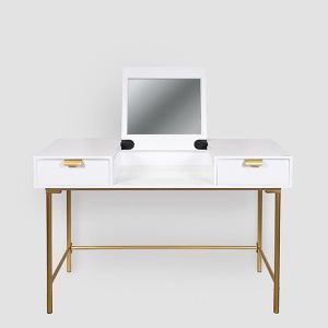 ДЪРВЕНА КОНЗОЛА БЯЛА СЪС ЗЛАТИСТИ КРАКА 120X57.5X76СМ