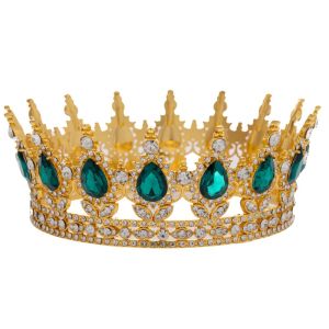 ЗЛАТНА МЕТАЛНА КОРОНА СЪС ЗЕЛЕНИ КАМЪНИ 12X5.5 СМ