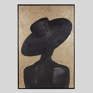 КАРТИНА С ДЕТСКА ФИГУРА, ЗЛАТНА - ЧЕРНА, 80X120 СМ