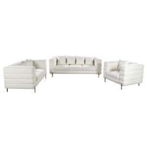 КОМПЛЕКТ ЗА ДНЕВНА MORRIS - 3-МЕСТЕН + 2-МЕСТЕН + ФОТЬОЙЛ ТЕДИ, БЯЛ, ПЛАТ