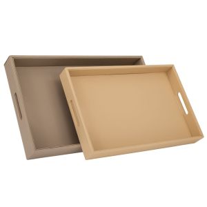 КОМПЛЕКТ ОТ 2 ПОДНОСА В БЕЖОВ ЦВЯТ 45X30X5СМ
