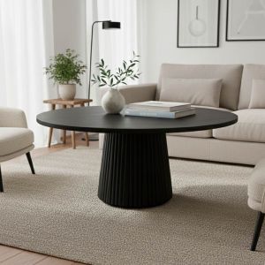 МАСА CANICULE I, МАСИВНА АКАЦИЕВА ДЪРВЕСИНА В ЧЕРЕН НЮАНС, D80X40 СМ