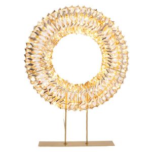 ОСВЕТЕН ДЕКОРАТИВЕН КРЪГ НА ЗЛАТНА ОСНОВА 38X50X9СМ С 500 ТОПЛИ БЕЛИ LED, IP44