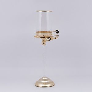 СВЕЩНИК С МЕТАЛНА ОСНОВА, ЗЛАТЕН 12X46СМ