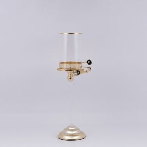 СВЕЩНИК С МЕТАЛНА ОСНОВА, ЗЛАТИСТ 12X41СМ