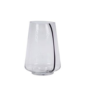 СТЪКЛЕНА ВАЗА ПРОЗРАЧНА - С ЧЕРНА ЛИНИЯ 18X18X30СМ