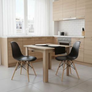 ТРАПЕЗНА МАСА MANKA I-JULITA КОМПЛЕКТ ОТ 3 ЧАСТИ В ЦВЯТ СОНОМА-ЧЕРНО 80X80X77СМ