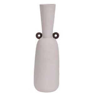 БЯЛА КЕРАМИЧНА ВАЗА С ЧЕРНИ ДЕТАЙЛИ 18X18X60 СМ