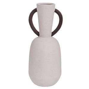 БЯЛА КЕРАМИЧНА ВАЗА С ЧЕРНИ ДРЪЖКИ 19,5X19,5X48СМ