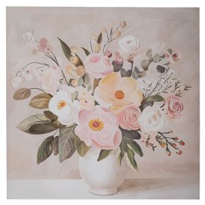 ВАЗА С ЦВЕТЯ, КАРТИН ВЪРХУ ПЛАТНО С ПРИНТ 80X80 СМ