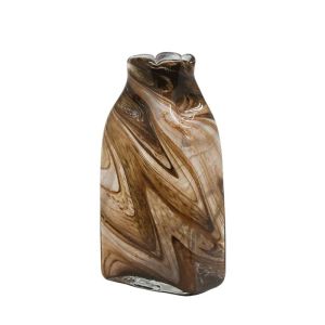 ВИСОКА ВАЗА ОТ ДУХАНО СТЪКЛО, КАФЯВА/МЕДЕНА ПЛАКА - 18x9.5x34см 4 БР./КУТИЯ