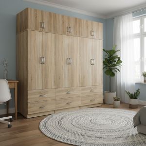 Гардероб с шест врати, чекмеджета Athos Sonoma 240x42x240см