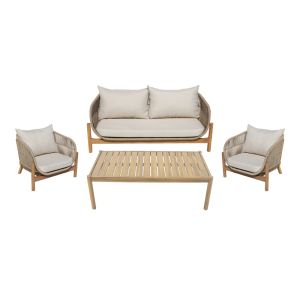 ГРАДИНСКИ КОМПЛЕКТ ОТ АКАЦИЕВО ДЪРВО LEMANDA С ВЪЖЕНИ ВЪЗГЛАВНИЦИ - БЕЖОВО