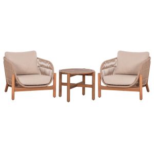 ГРАДИНСКИ СЕТ SANJI HM21214 ХОЛНА МАСА И 2 КРОСЯТА - АКАЦИЕВО ДЪРВО - АЛУМИНИЕВА РАМКА - ВЪЖЕ