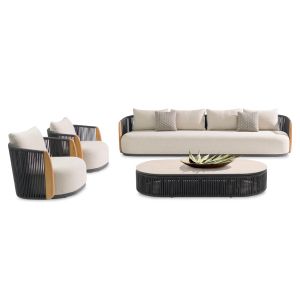 ГРАДИНСКИ СЕТ ОТ 4 ЧАСТИ AUGUSTUS SM21345 ТЪМНО СИВ АЛУМИНИЙ-ВЪЖЕ-БЕЖОВ ОЛЕФИН