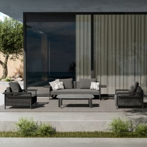 ГРАДИНСКИ СЕТ ОТ 4 ЧАСТИ AURORA SM6344.02 ЧЕРЕН ВЪГЛИЩЕ АЛУМИНИЙ-СИНЕРОВАН КАМЪК- PE РАКИТА