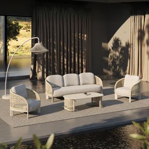 ГРАДИНСКИ СЕТ ОТ 4 ЧАСТИ LADRIS SM6405.01 ВЪЗГЛАВНИЦИ ОТ АЛУМИНИЕВ СЪС СЛОНОВА КОСТ, ВЪЖЕ И БЕЖОВИ