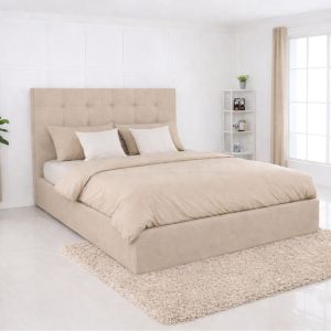 ДВОЙНО ЛЕГЛО DOLCE С МЯСТО ЗА СЪХРАНЕНИЕ, ЗА МАТРАК 160X200 СМ, БЕЖОВ ПЛАТ