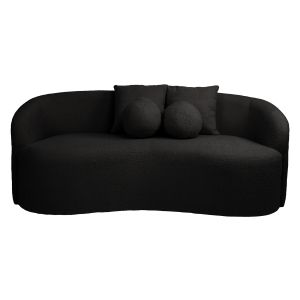 ДВУМЕСТЕН ДИВАН LYON - ВСЕКИДНЕВНА - ХОЛ, ЧЕРЕН ПЛАТ С ПЛЮШЕНО МЕЧЕ