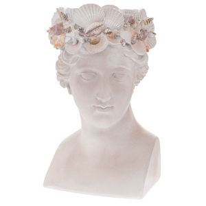 ДЕКОРАТИВЕН СВЕЩНИК ОТ ПОЛИРЕЗИН С БЮСТ НА ВЕНЕРА В БЯЛ ЦВЯТ 24X26X38 СМ