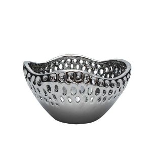 ДЕКОРАТИВНА КУПА ОТ КЕРАМИКА, СРЕБЪРНО 24.5X23.5X13.5СМ