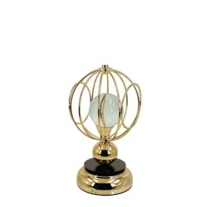 Декоративна металикова златиста/черна малка настолна лампа - сфера със стъкло - Φ16x28см 6/кутия