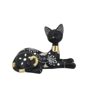 ДЕКОРАТИВНА ФИГУРА НА ЖИВА КОТКА С РИСУВКИ И КАМЪНИ - 23,5x11x15,5 см 12/KIB