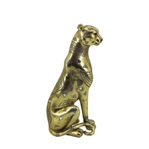 ДЕКОРАТИВНА ФИГУРА НА СЕДЯЩ ГЕПАРД С РИСУНКИ И ОЧИЛА - 15x10x30см 12/KIB