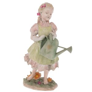 ДЕКОРАТИВНА ФИГУРА ОТ ПОЛИРЕЗИН НА МОМИЧЕ В ПАСТЕЛНИ НЮАНСИ 37,5X23X57СМ