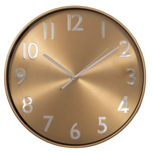 ДЕКОРИРАН КРЪГЪЛ МЕТАЛЕН СТЕНЕН ЧАСОВНИК В ЗЛАТИСТ ЦВЯТ 30 СМ