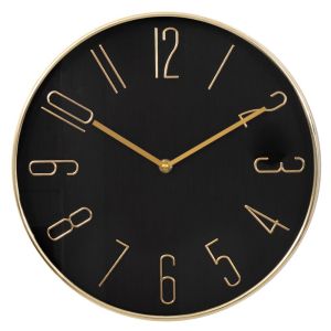 ДЕКОРИРАН КРЪГЪЛ МЕТАЛЕН СТЕНЕН ЧАСОВНИК В ЧЕРЕН И ЗЛАТИСТ ЦВЯТ, 30 СМ