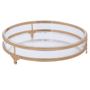 ЗЛАТИСТ АКРИЛЕН ПОДНОС С КРЪГЛА ФОРМА 26X26X6 СМ