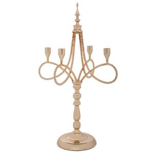 ЗЛАТИСТ МЕТАЛЕН 4-СТЕПЕНЕН СВЕЩНИК С ИНТЕНЗИВЕН ДИЗАЙН 32X32X53 СМ