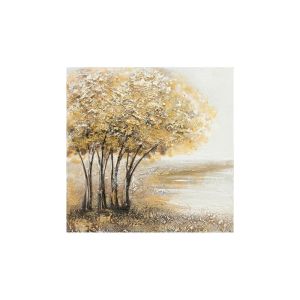 ЗЛАТНА КАРТИНА ВЪРХУ ПЛАТНО С 4 СЪЕДИНЕНИ ДЪРВЕТА 40x40CM 18/KIB