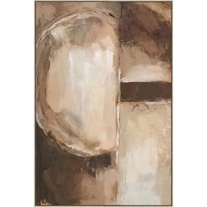 КАРТИНА ВЪРХУ ПЛАТНО С КАФЯВ АБСТРАКТЕН ДИЗАЙН В РАМКА - 82.5x122.5x3.5см 8/KΙB