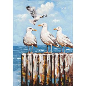 КАРТИНА ВЪРХУ ПЛАТНО С ПТИЦИ И МОРЕ 70x100 СМ 8/KIB